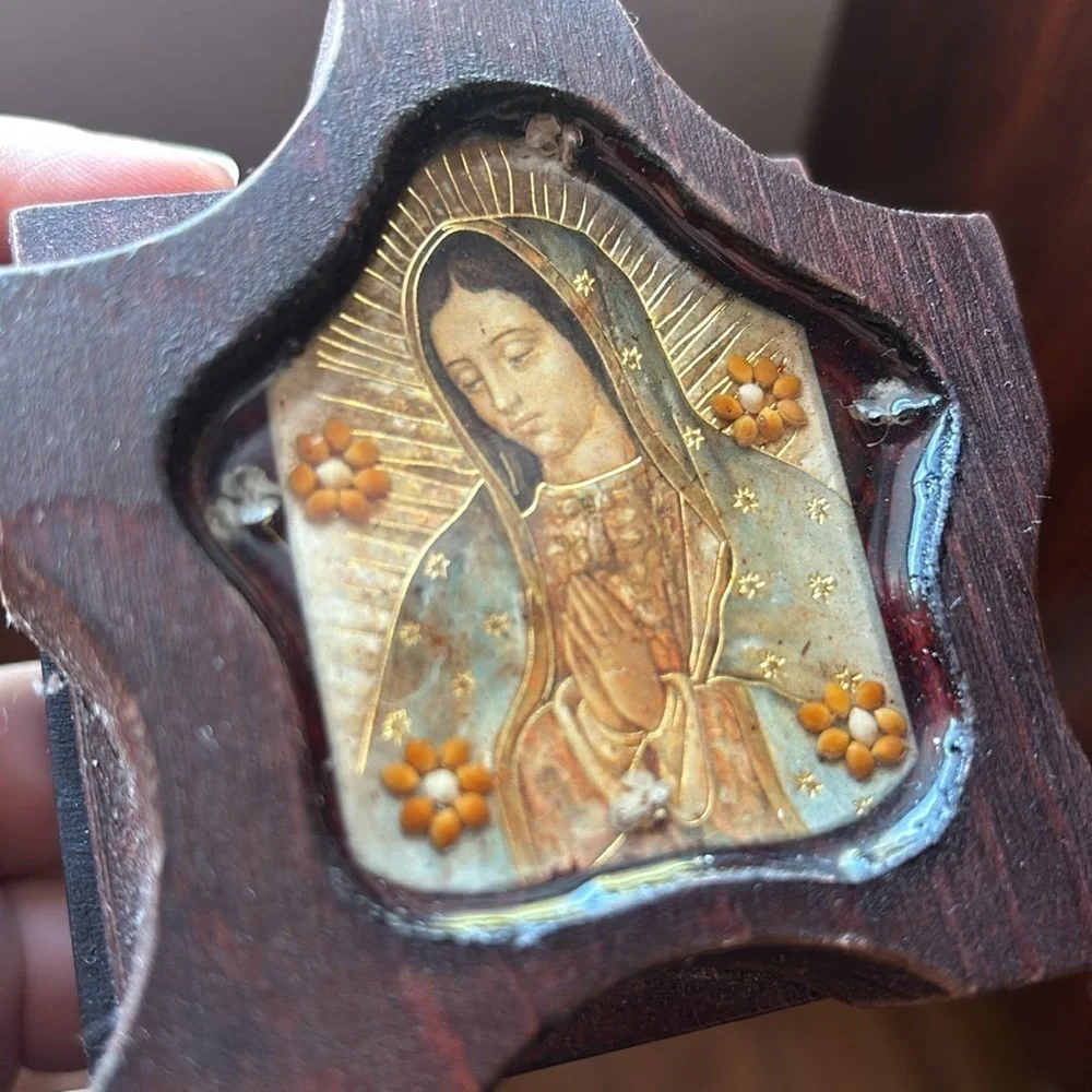Our Lady of Guadalupe Handmade Mini Storage Box, Resin with real flowers